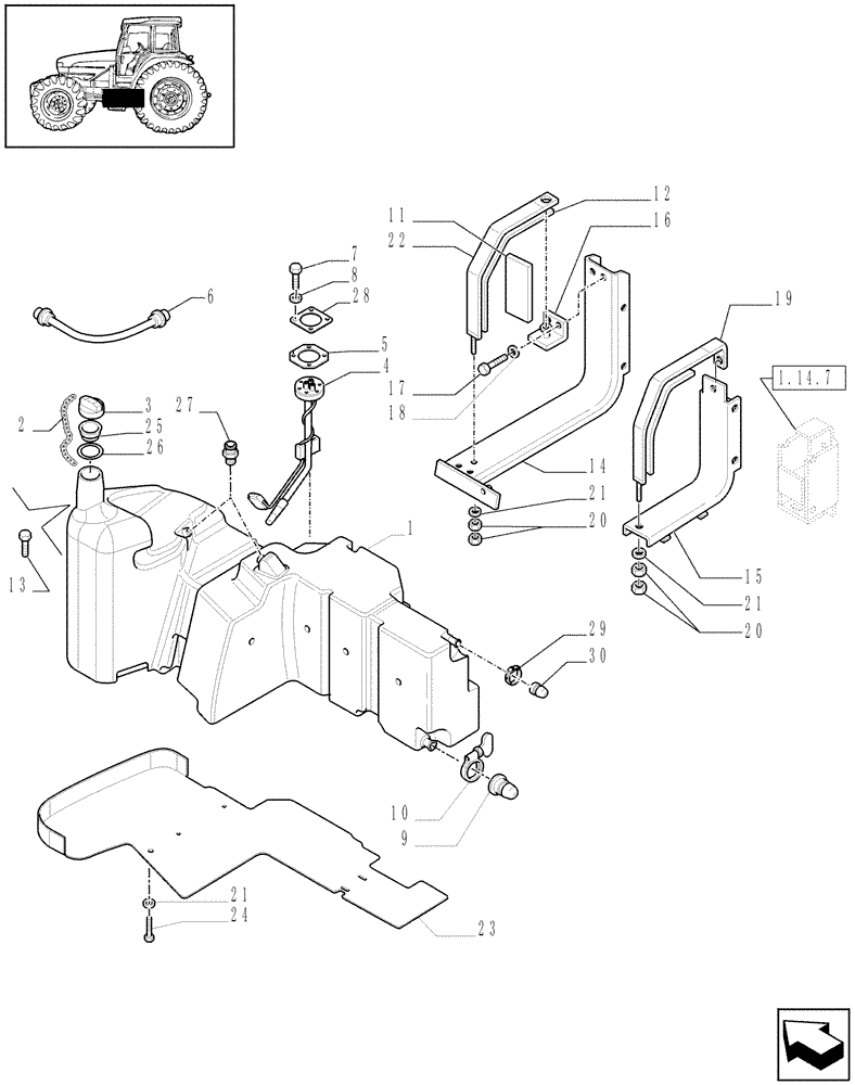 Схема запчастей Case IH MXU115 - (1.14.0/03[02]) - (VAR.009) JAPAN VERSION - FUEL TANK AND ASSOCIATED PARTS - D5533 - C6240 (02) - ENGINE EQUIPMENT