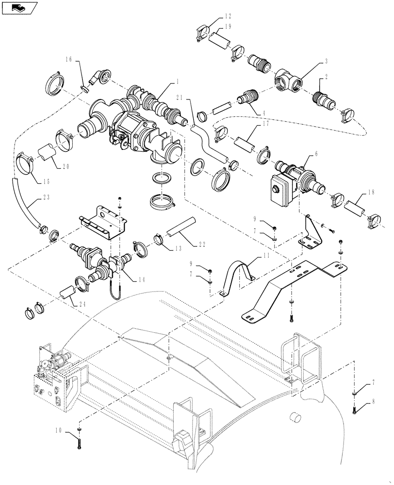 Схема запчастей Case IH 4420 - (09-083) - 1200 GALLON TANK, BOTTOM PLUMBING Liquid Plumbing