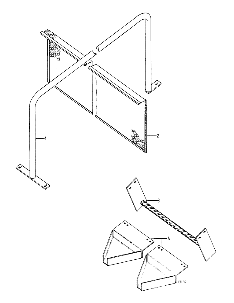 Схема запчастей Case IH 1460 - (11-004) - ENGINE AND DRIVE SHAFT SHIELDS, WITH HANDRAIL AND FOOTSTEPS Instruments