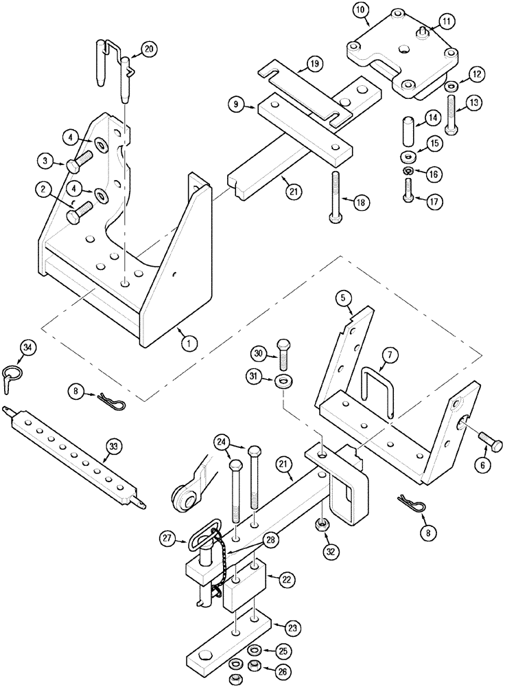 Схема запчастей Case IH C80 - (09-24) - DRAWBARS (09) - CHASSIS/ATTACHMENTS