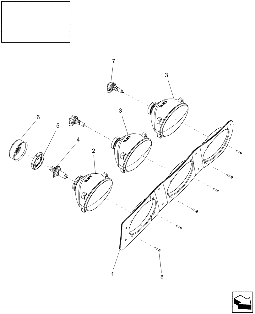 Схема запчастей Case IH 8010 - (55.404.11) - HALOGEN CAB ROOF LIGHTS (55) - ELECTRICAL SYSTEMS