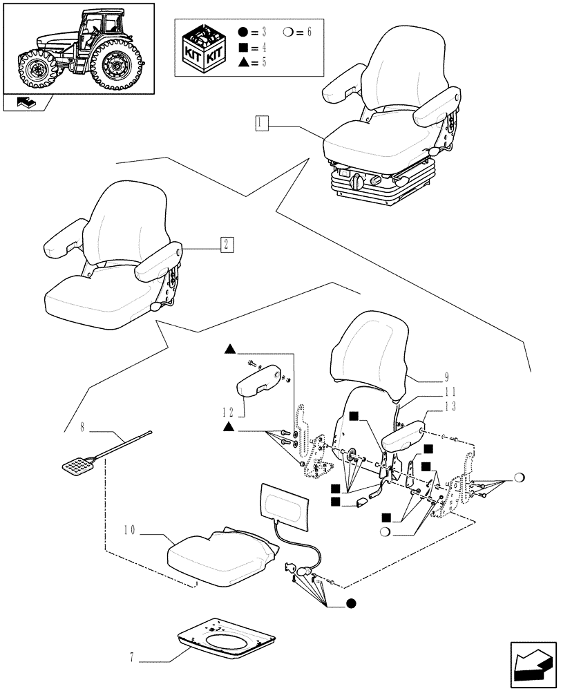 Схема запчастей Case IH FARMALL 95U - (1.93.3/01A[01]) - DELUXE VINYL SEAT WITH MECHANICAL SUSPENSION, SWITCH AND ARMREST - BREAKDOWN (10) - OPERATORS PLATFORM/CAB