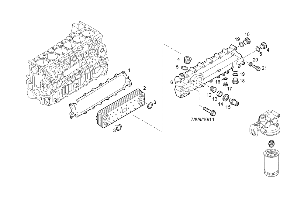 Схема запчастей Case IH F3AE0684G B004 - (3150.016) - OIL - WATER HEAT EXCHANGER 