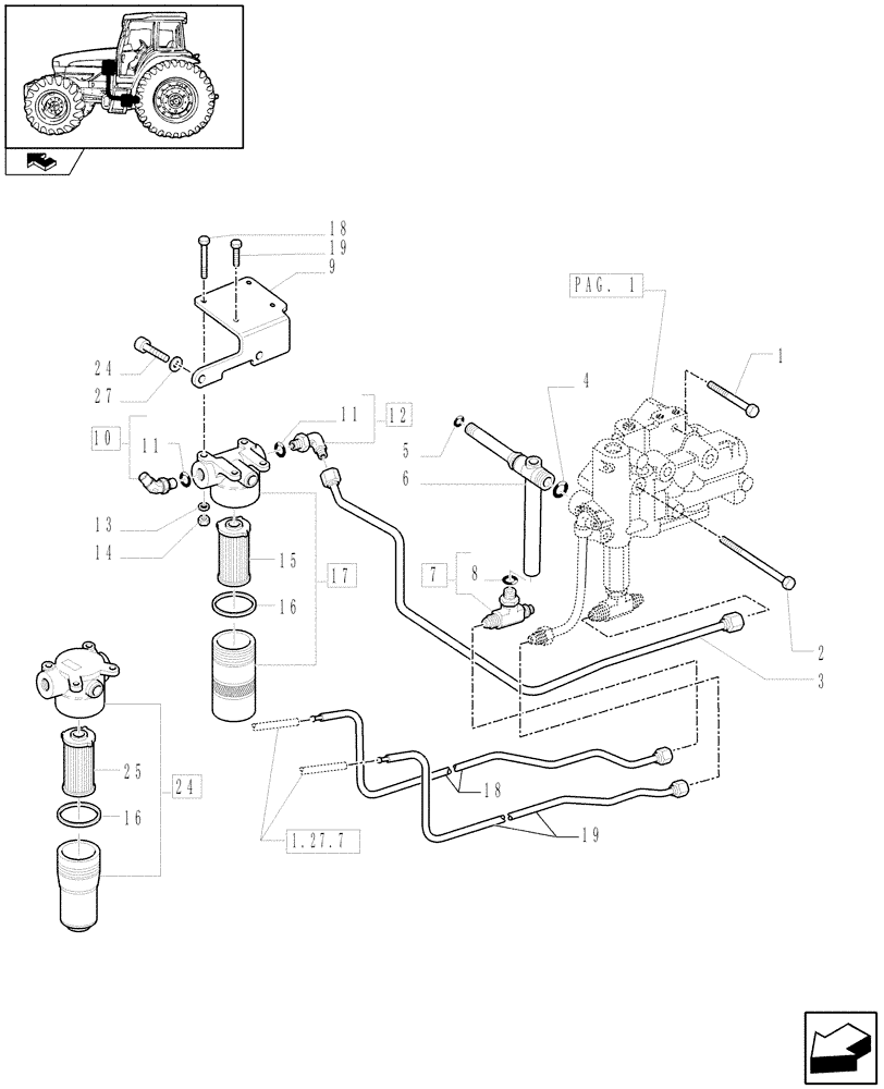 Схема запчастей Case IH FARMALL 105U - (1.27.3/04[02]) - 20X20 POWER SHUTTLE TRANSMISSION WITH CREEPER - POWER SHUTTLE PIPES (VAR.330299-331299-332299-333299) (03) - TRANSMISSION