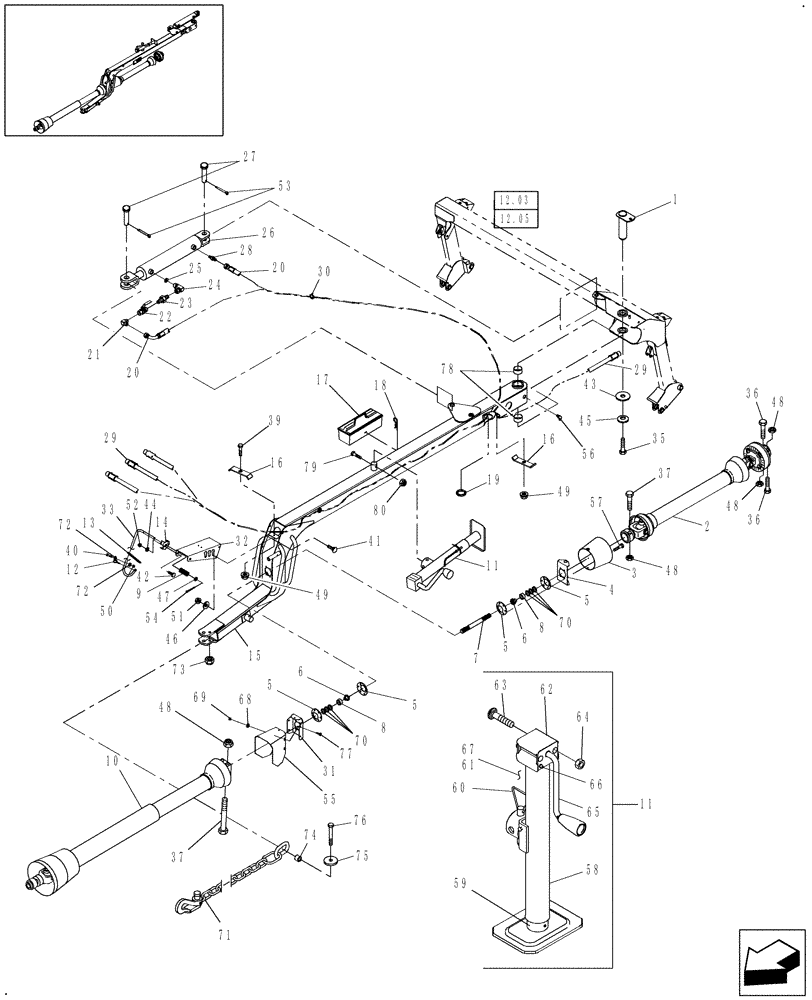 Схема запчастей Case IH TD102 - (12.01) - TONGUE (37) - HITCHES, DRAWBARS & IMPLEMENT COUPLINGS