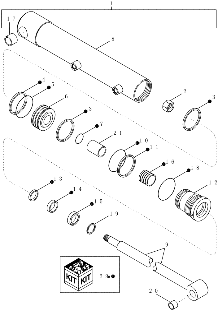 Схема запчастей Case IH LX172 - (08-16) - CYLINDER ASSEMBLY - BUCKET - WITH MECHANICAL SELF-LEVEL - 451458A1 (08) - HYDRAULICS