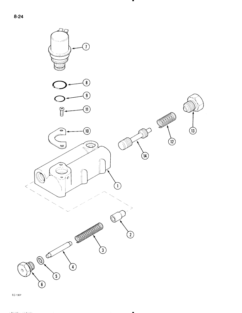 Схема запчастей Case IH 595 - (8-24) - REGULATOR VALVE ASSEMBLY, 2 SPEED POWER SHIFT (08) - HYDRAULICS