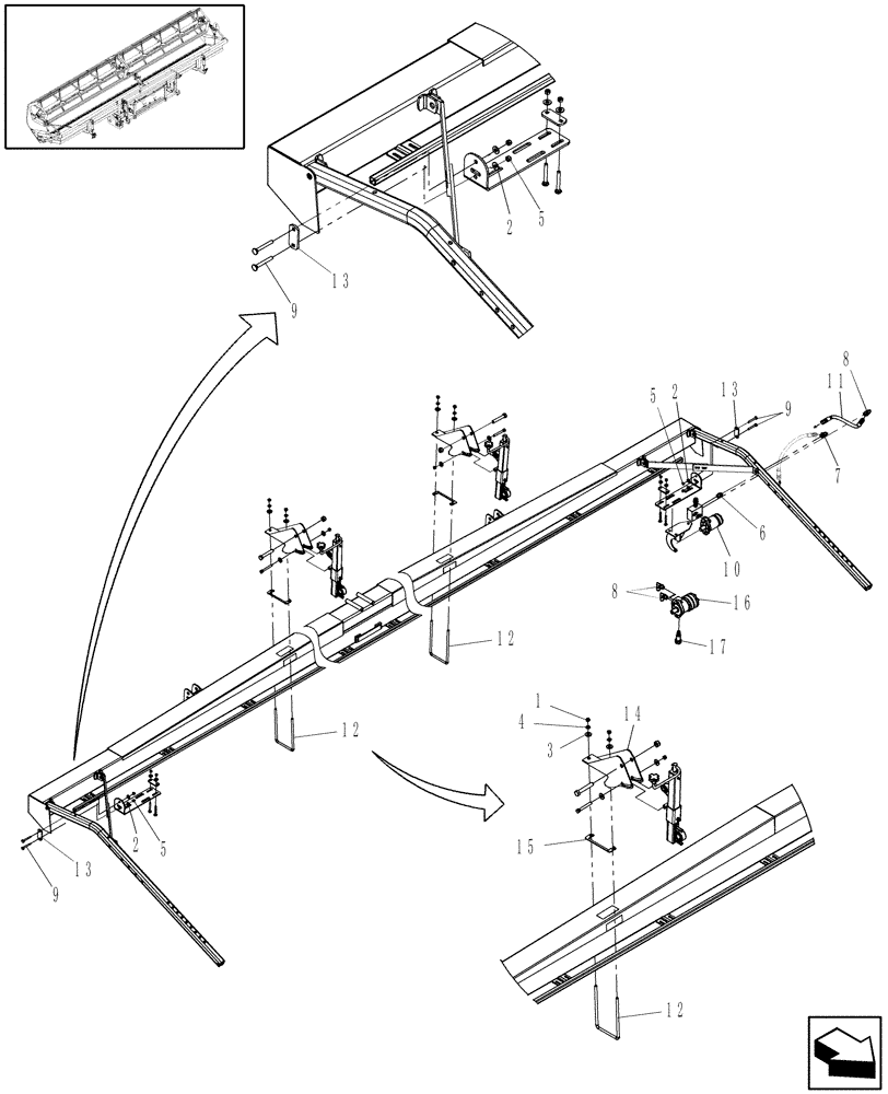 Схема запчастей Case IH DH302 - (20.06.15) - CROSS AUGER MOUNT RETROFIT, 30 & 36FT. (15) - CROP CONDITIONING