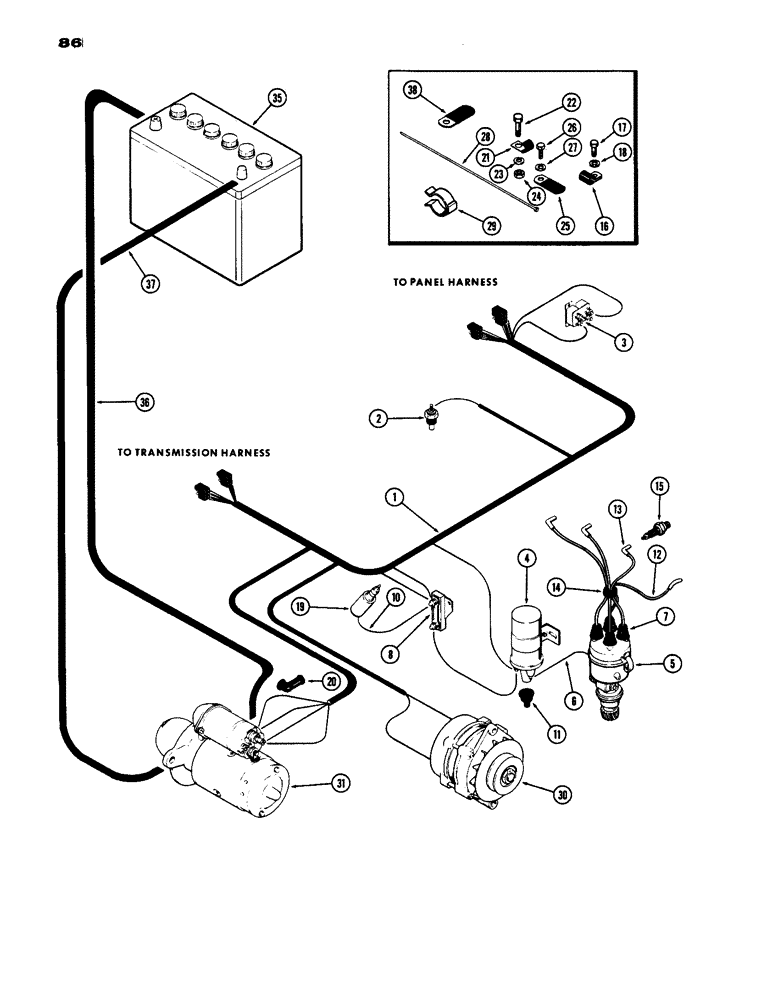 Схема запчастей Case IH 770 - (086) - ELECTRICAL EQUIPMENT AND WIRING, (251B) SPARK IGNITION ENGINE, ENGINE HARNESS (04) - ELECTRICAL SYSTEMS