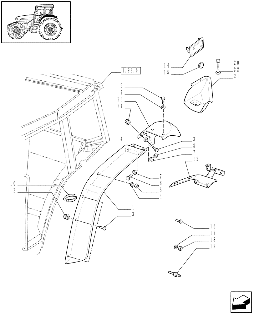 Схема запчастей Case IH JX70U - (1.92.5) - CAB - REAR FENDERS (10) - OPERATORS PLATFORM/CAB