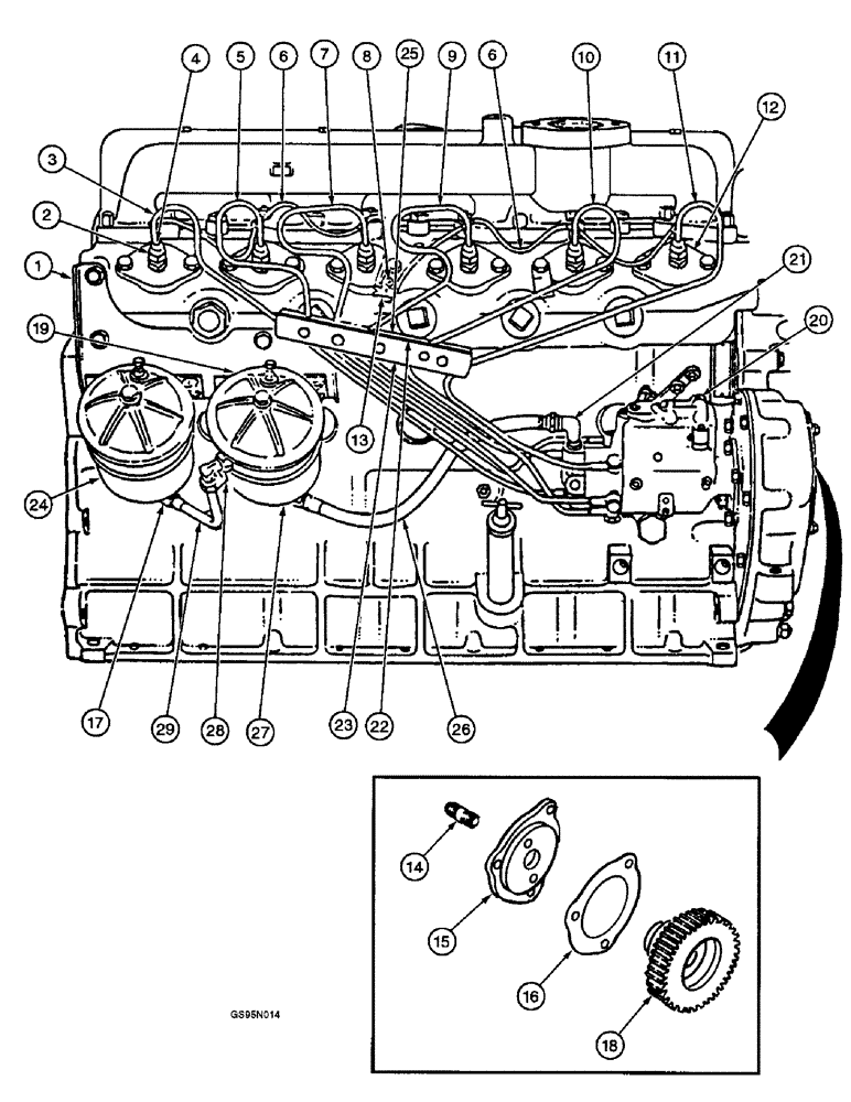 Схема запчастей Case IH D-282 - (2-082) - FUEL INJECTION PUMP AND CONNECTIONS, 656 AND 706 TRACTORS W/ROOSA MASTER PUMP 