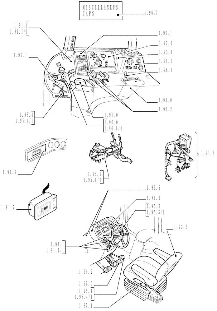 Схема запчастей Case IH MXM190 - (SEC. 10[02]) - DRIVERS COMPARTMENT (00) - GENERAL