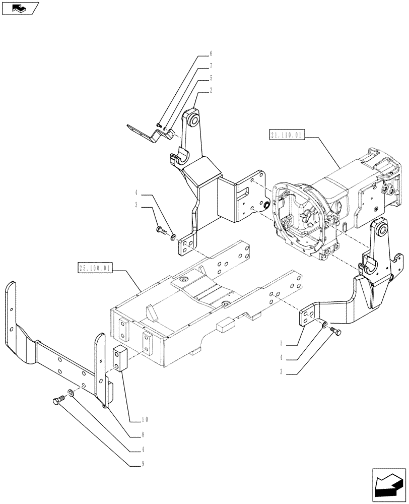 Схема запчастей Case IH FARMALL 75C - (82.100.0304) - FRONT LOADER WITH 4 COUPLERS - REAR BRACKETS - NAR - L/CAB (VAR.330489-333489-334489-335489-339489) (82) - FRONT LOADER & BUCKET