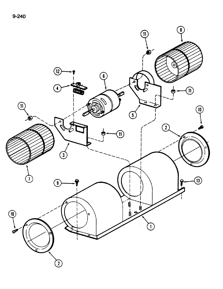 Схема запчастей Case IH 1620 - (9-240) - BLOWER ASSEMBLY (10) - CAB & AIR CONDITIONING