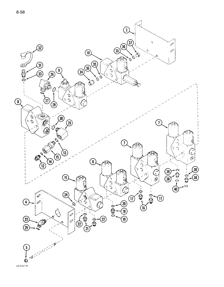 Схема запчастей Case IH 1640 - (8-058) - CONTROL VALVE AND MOUNTING, W/BEFORE AND AFTER ATTACHMENT, SERIAL NO. JJC0097190 & AFTER (07) - HYDRAULICS