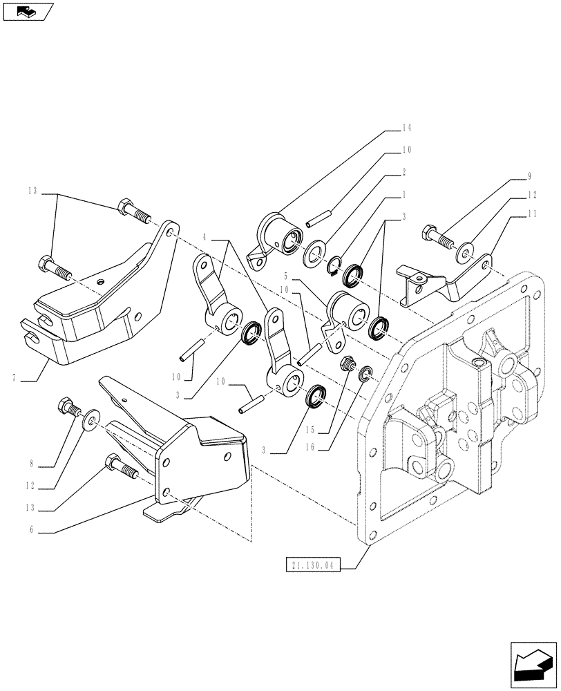 Схема запчастей Case IH FARMALL 65C - (21.130.0102) - TRANSMISSION EXTERNAL SHIFTING CONTROLS AND CENTRAL REDUCTION GEARS CONTROLS - ISO (21) - TRANSMISSION