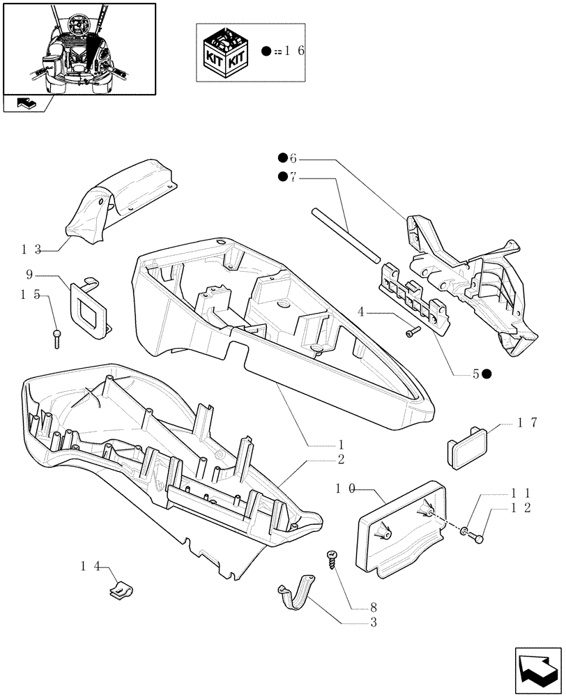 Схема запчастей Case IH PUMA 125 - (1.97.0[01]) - ARMREST CONTROL UNIT - COVERS (10) - OPERATORS PLATFORM/CAB