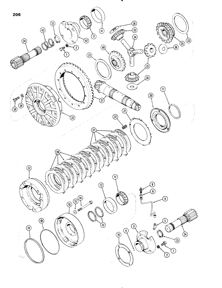 Схема запчастей Case IH 1270 - (206) - DIFFERENTIAL, USED PRIOR TO TRANSMISSION SERIAL NUMBER 10028201 (06) - POWER TRAIN