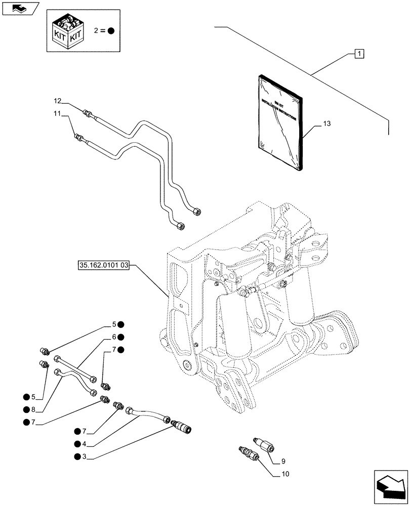 Схема запчастей Case IH PUMA 200 - (88.035.06[01]) - DIA KIT - AUXILIARY COUPLERS FOR FRONT HPL (88) - ACCESSORIES