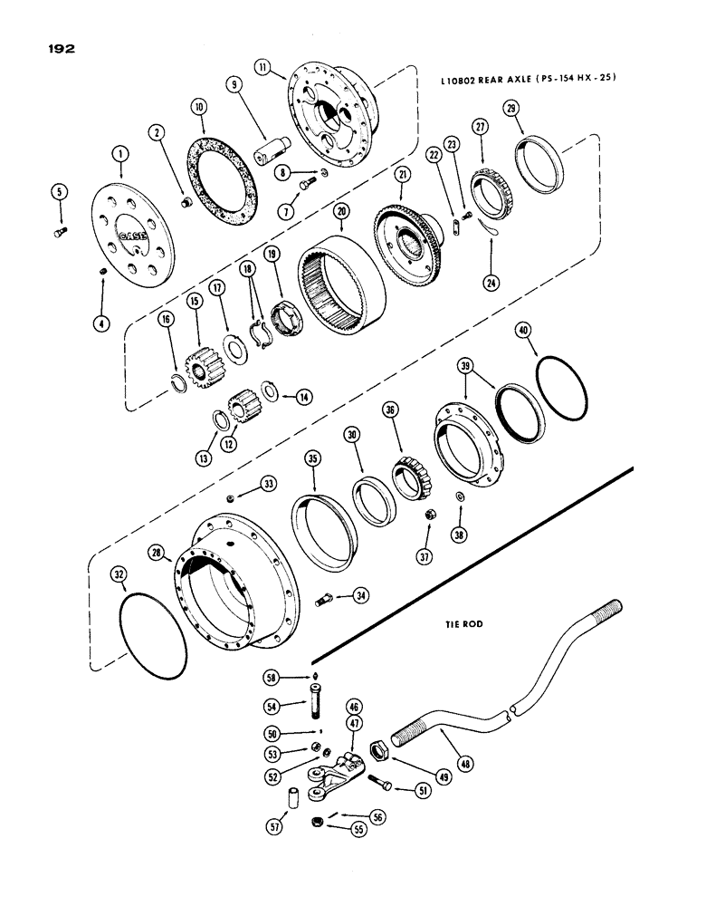 Схема запчастей Case IH 1200 - (192) - L10802 REAR AXLE PLANETARY, 19.03 RATIO WITH CARDON JOINT (06) - POWER TRAIN