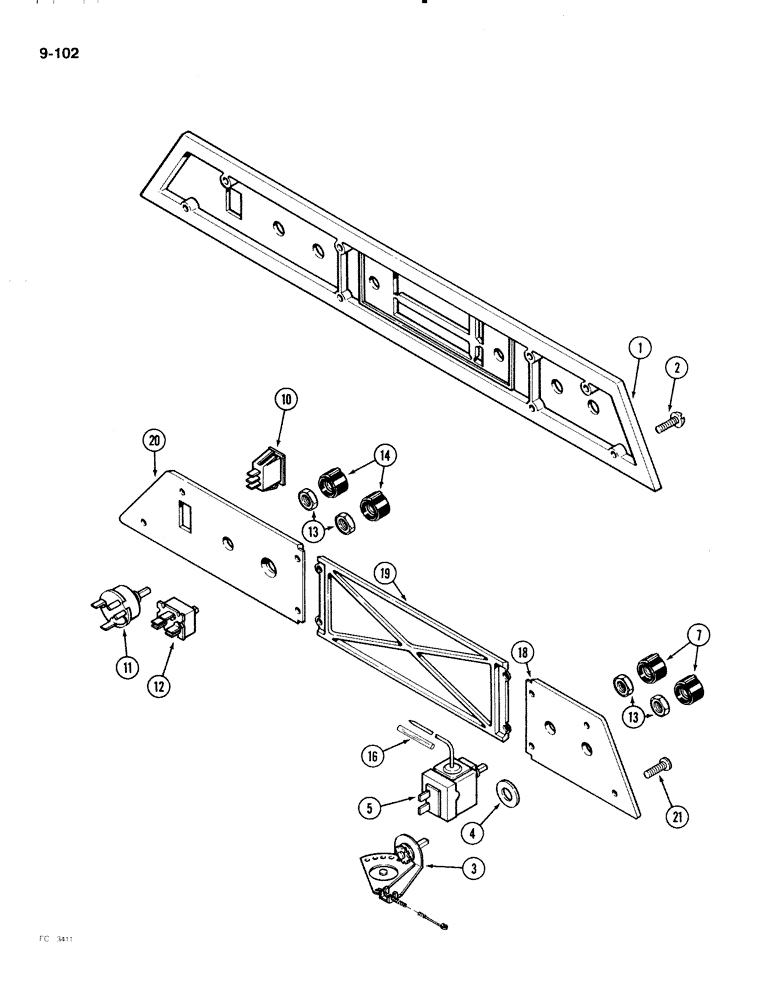 Схема запчастей Case IH 2096 - (9-102) - CAB HEATING AND AIR CONDITIONING CONTROL PANEL (09) - CHASSIS/ATTACHMENTS