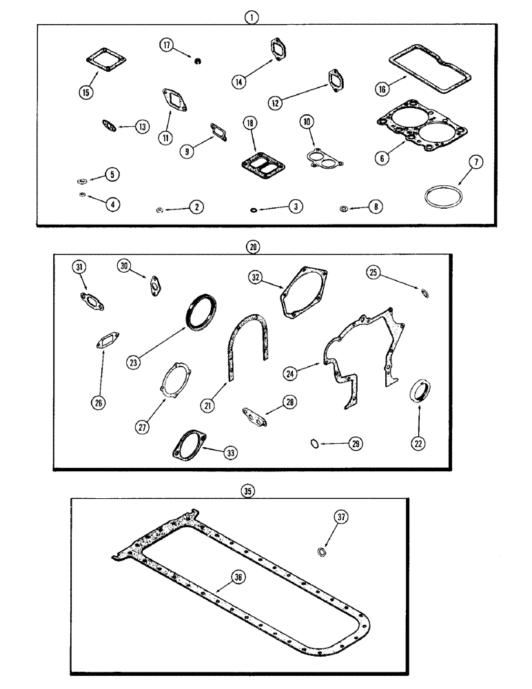 Схема запчастей Case IH 1470 - (025A) - ENGINE GASKET KITS, (504BDT) DIESEL ENGINE, USED PRIOR TO ENGINE SERIAL NUMBER 2511310 (02) - ENGINE