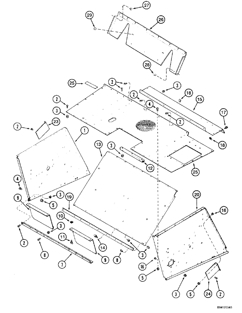 Схема запчастей Case IH 2144 - (9H-08) - SEPARATOR HOOD AND SIDES (12) - CHASSIS