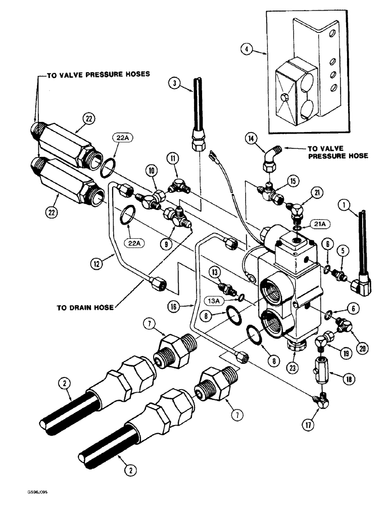 Схема запчастей Case IH 1660 - (5-46) - HYDRAULIC SYSTEM, POWER GUIDE AXLE, PRIOR TO P.I.N. JJC0036301 (04) - STEERING