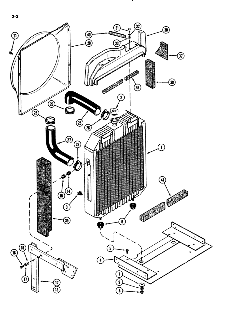 Схема запчастей Case IH 2294 - (2-002) - RADIATOR AND ATTACHING PARTS, 504BDT DIESEL ENGINE (02) - ENGINE