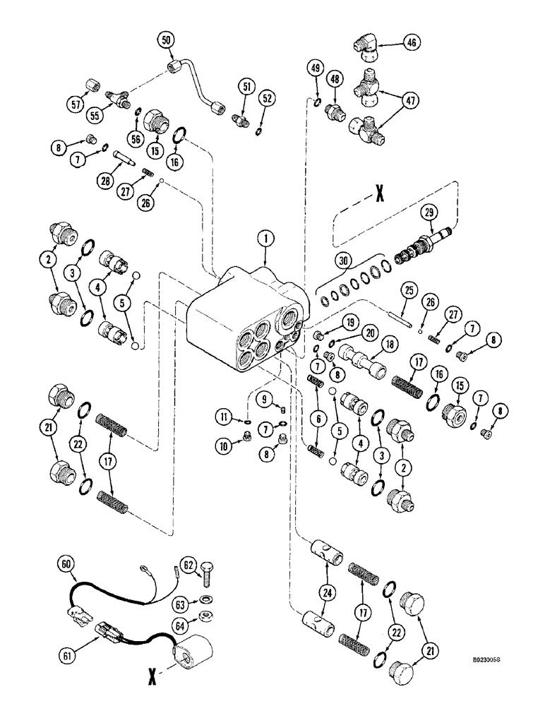 Схема запчастей Case IH 2144 - (5-42) - SELECTOR VALVE, POWER GUIDE AXLE (04) - STEERING