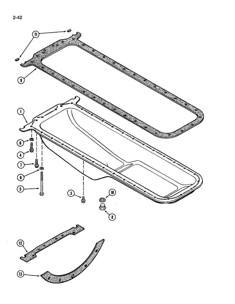 Схема запчастей Case IH 3394 - (2-42) - OIL PAN AND GASKETS, 504BDT DIESEL ENGINE (02) - ENGINE