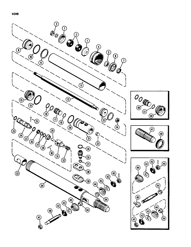 Схема запчастей Case IH 930-SERIES - (106) - YOKE TYPE DRAG LINK MOUNTING, A24933 MONROE POWER STEERING CYLINDER (05) - STEERING