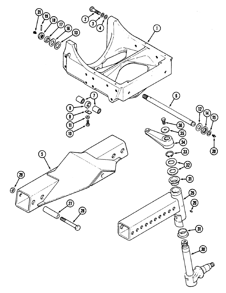 Схема запчастей Case IH 2290 - (5-186) - ADJUSTABLE FRONT AXLE, PRIOR TO P.I.N. 9905863 (05) - STEERING