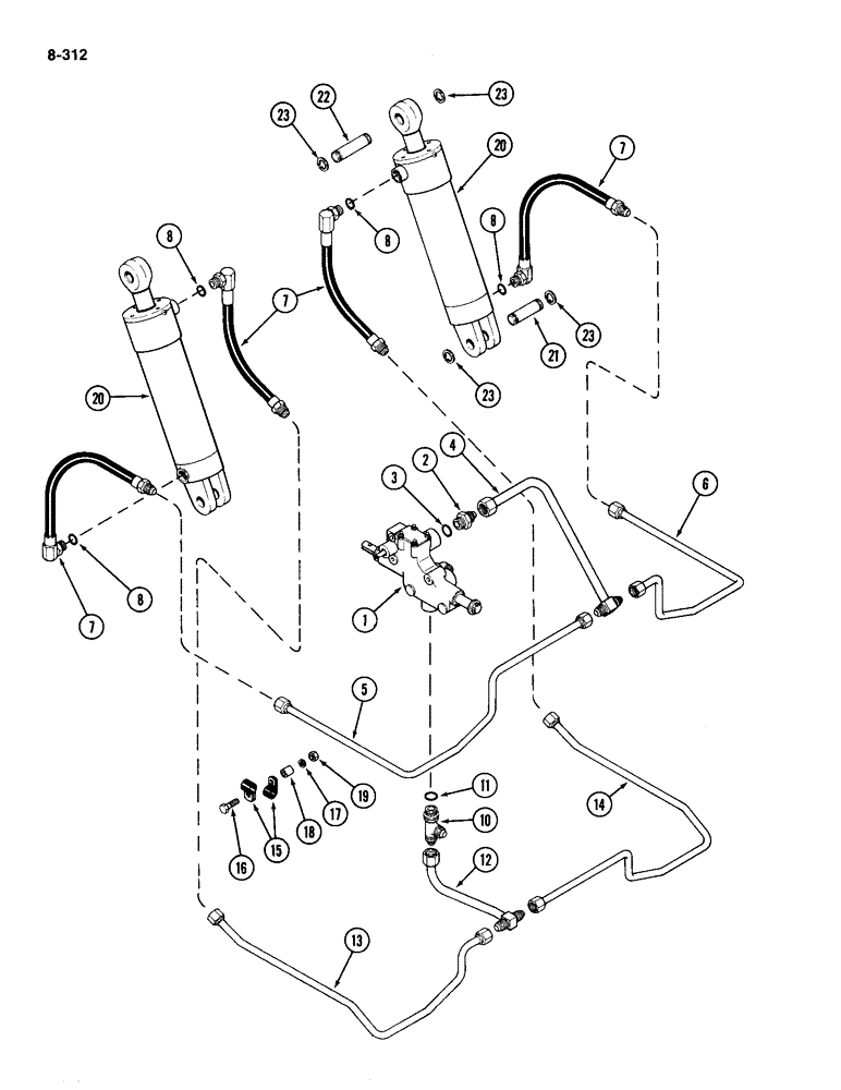 Схема запчастей Case IH 4490 - (8-312) - HITCH CONTROL CIRCUITRY, PRIOR TO P.I.N. 8860450 (08) - HYDRAULICS