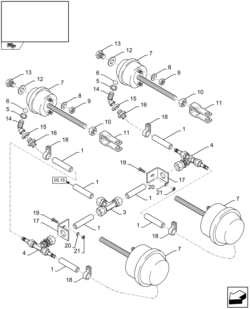 Схема запчастей Case IH LBX432S - (05.18[01]) - PNEUMATIC BRAKES - TANDEM AXLE (05) - AXLE