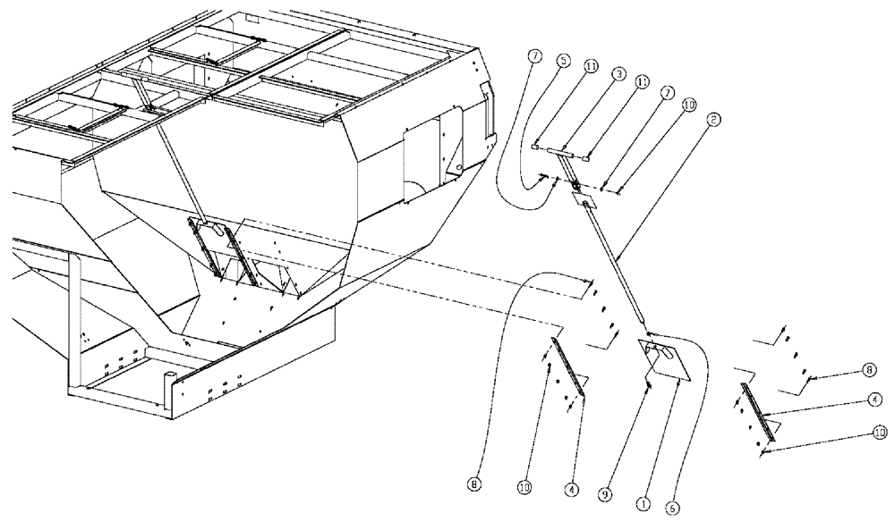 Схема запчастей Case IH 810 - (01-002) - GATE GROUP, AUXILIARY BIN Basic Unit