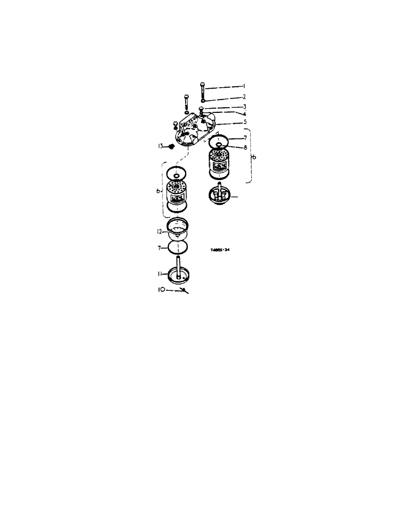 Схема запчастей Case IH 444 - (6-64[A]) - FUEL FILTER AGGLOMERATOR (03) - FUEL SYSTEM