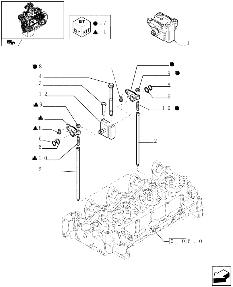 Схема запчастей Case IH F4GE9484A J601 - (0.06.6) - ROCKER SHAFT (504090394) 