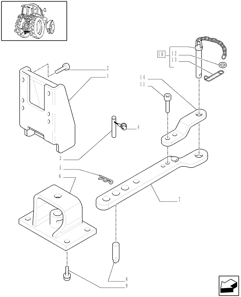 Схема запчастей Case IH PUMA 165 - (1.89.0/04) - (VAR.839) INDIPENDENT SWINGING DRAWBAR - NASO - WITH CLEVIS (09) - IMPLEMENT LIFT