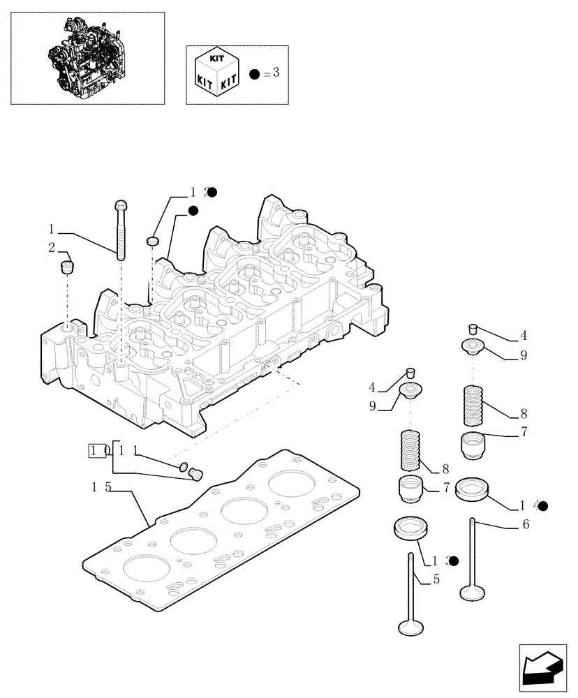 Схема запчастей Case IH MXU110 - (0.06.0) - CYLINDER HEAD (01) - ENGINE