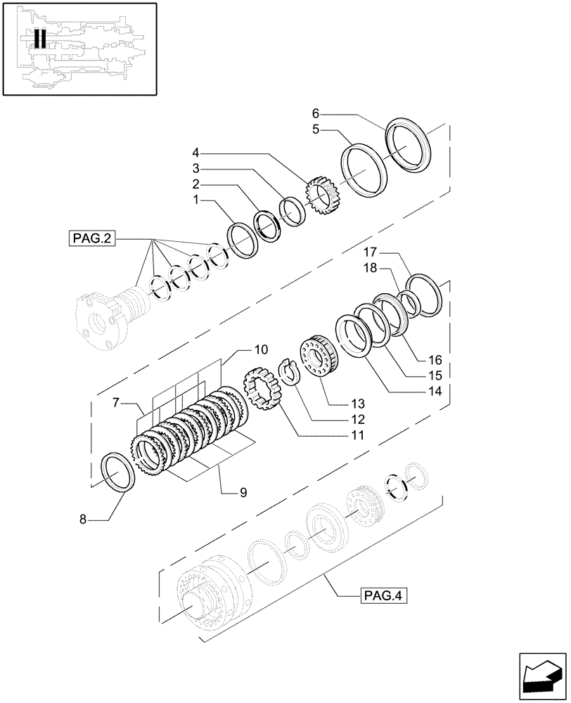 Схема запчастей Case IH MXU115 - (1.28.1/03[03]) - (VAR.129) 16X16 (SPS) GEARBOX - CLUTCH PLATES (03) - TRANSMISSION