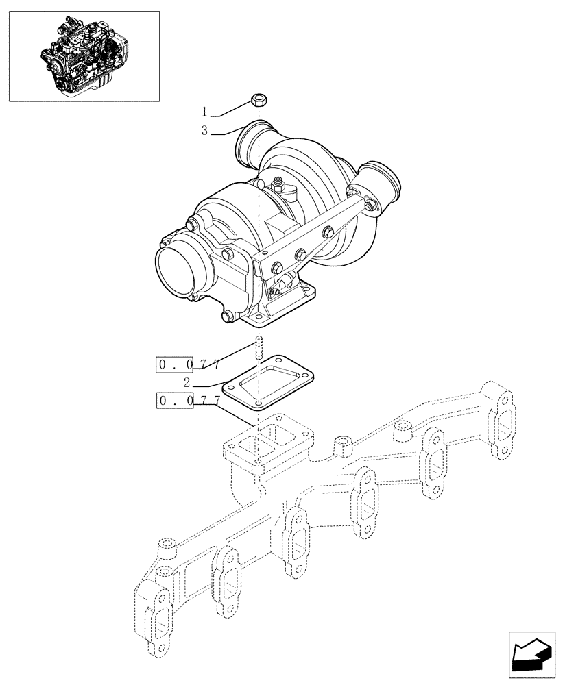 Схема запчастей Case IH F4GE0684G D600 - (0.24.0[01]) - TURBOCHARGER (504064775) 