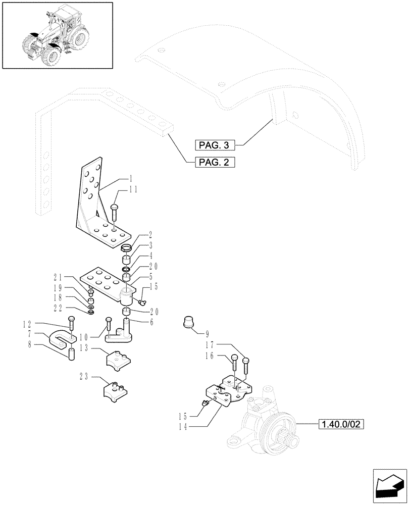 Схема запчастей Case IH MXU115 - (1.87.4/01[01]) - (VAR.167-497) 4WD DYNAMIC FRONT FENDERS (08) - SHEET METAL