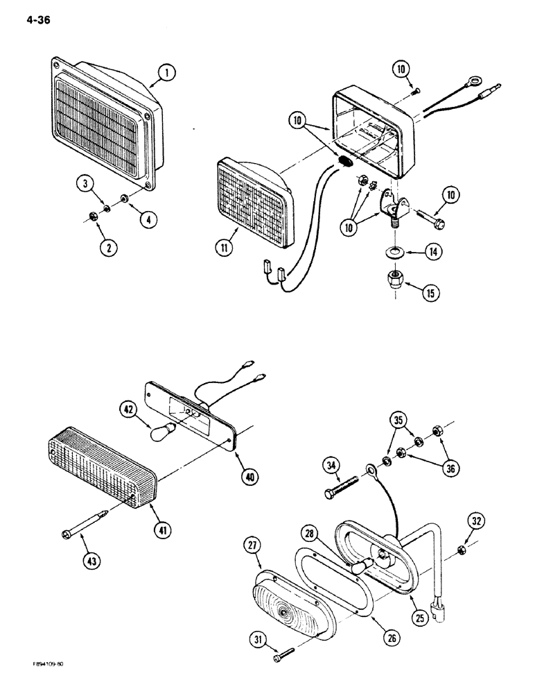 Схема запчастей Case IH 9180 - (4-36) - LIGHTS, HEAD LAMP ASSEMBLY (04) - ELECTRICAL SYSTEMS