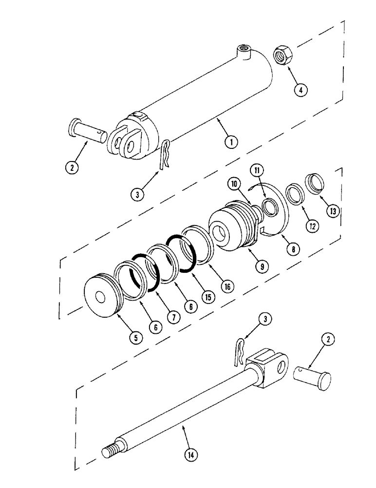 Схема запчастей Case IH 4500 - (8-082) - HYDRAULIC CYLINDER WITH FRONT AND REAR PORTS, 3-1/2 ID X 8 INCH STROKE, IH (08) - HYDRAULICS