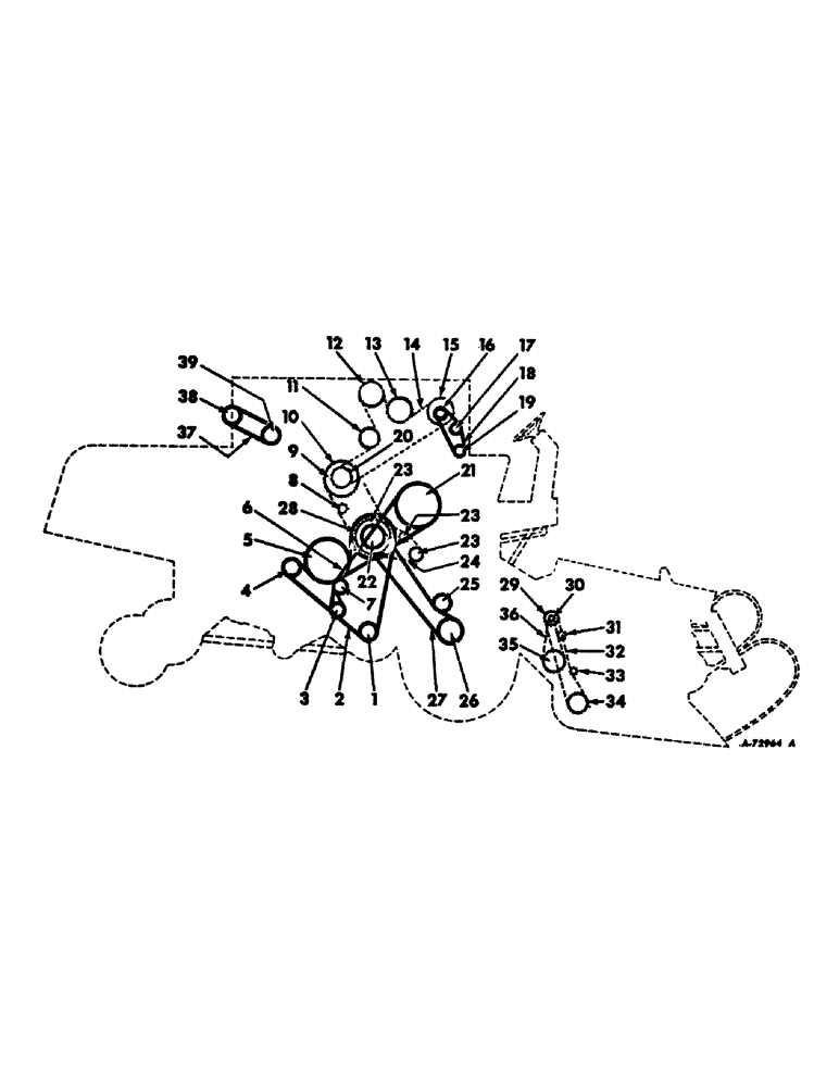 Схема запчастей Case IH 403 - (013) - BELT, CHAIN, PULLEY AND SPROCKET DIAGRAM, RIGHT SIDE (05) - SERVICE & MAINTENANCE