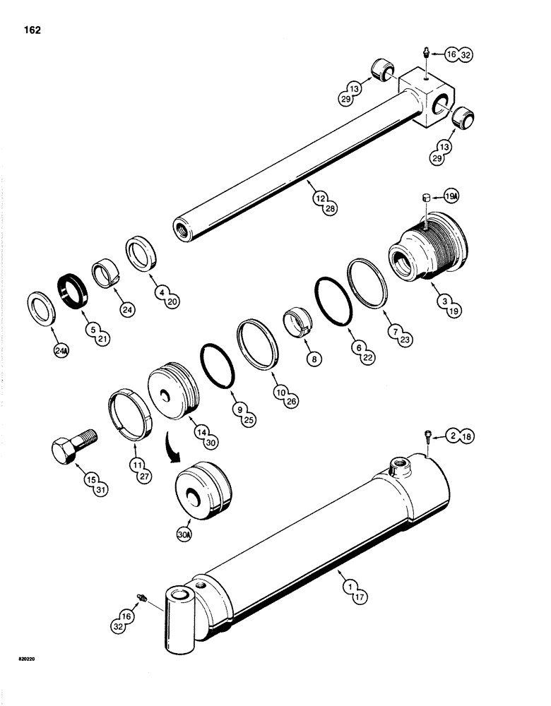 Схема запчастей Case IH 1830 - (162) - G33744 SCARIFIER CYLINDER, GLAND HAS IDENTIFICATION RING (35) - HYDRAULIC SYSTEMS