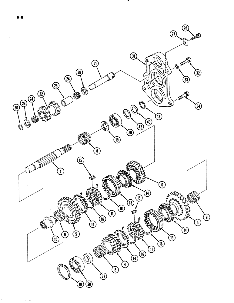 Схема запчастей Case IH 1130 - (6-08) - COUNTERSHAFT, MECHANICAL DRIVE (06) - POWER TRAIN