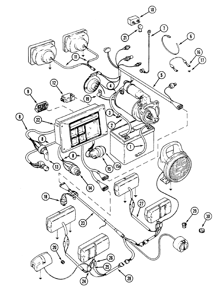 Схема запчастей Case IH 1494 - (4-052) - WIRING, TRACTORS WITHOUT CAB (04) - ELECTRICAL SYSTEMS