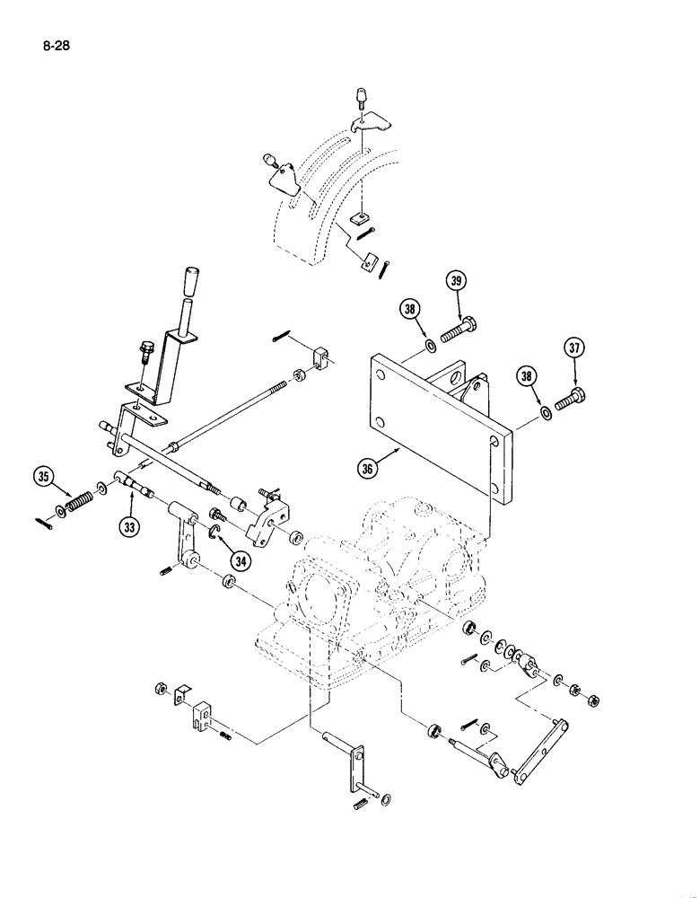 Схема запчастей Case IH 265 - (8-28) - HITCH SYSTEM, POSITION CONTROL LINKAGE WITHOUT LOAD CONTROL (08) - HYDRAULICS